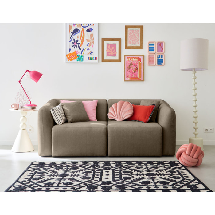 Ikare - module d'assise d'angle droit - en tissu - Taupe