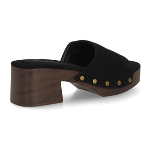 Zueco mujer tacón cómodo verano con tachuelas