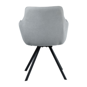 Chaise pivotante 360 en lin accoudoirs et pieds en métal noir - BERLIN