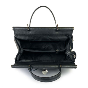 Borsa Donna in vera pelle Made in Italy colore Nero dimensioni cm 30 X 21 X 12