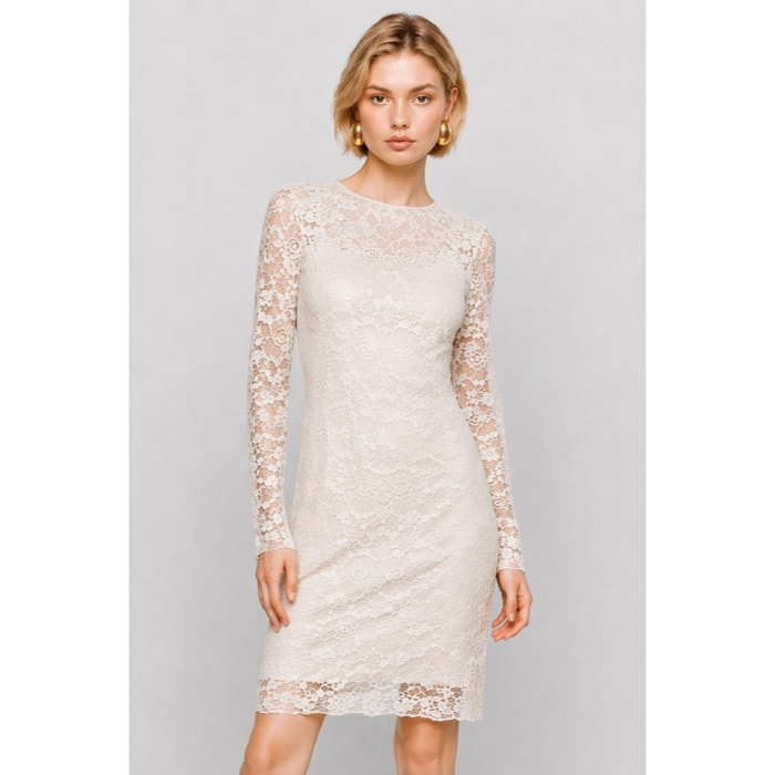 Kocca - Abito da donna in pizzo floreale con maniche lunghe Donna
