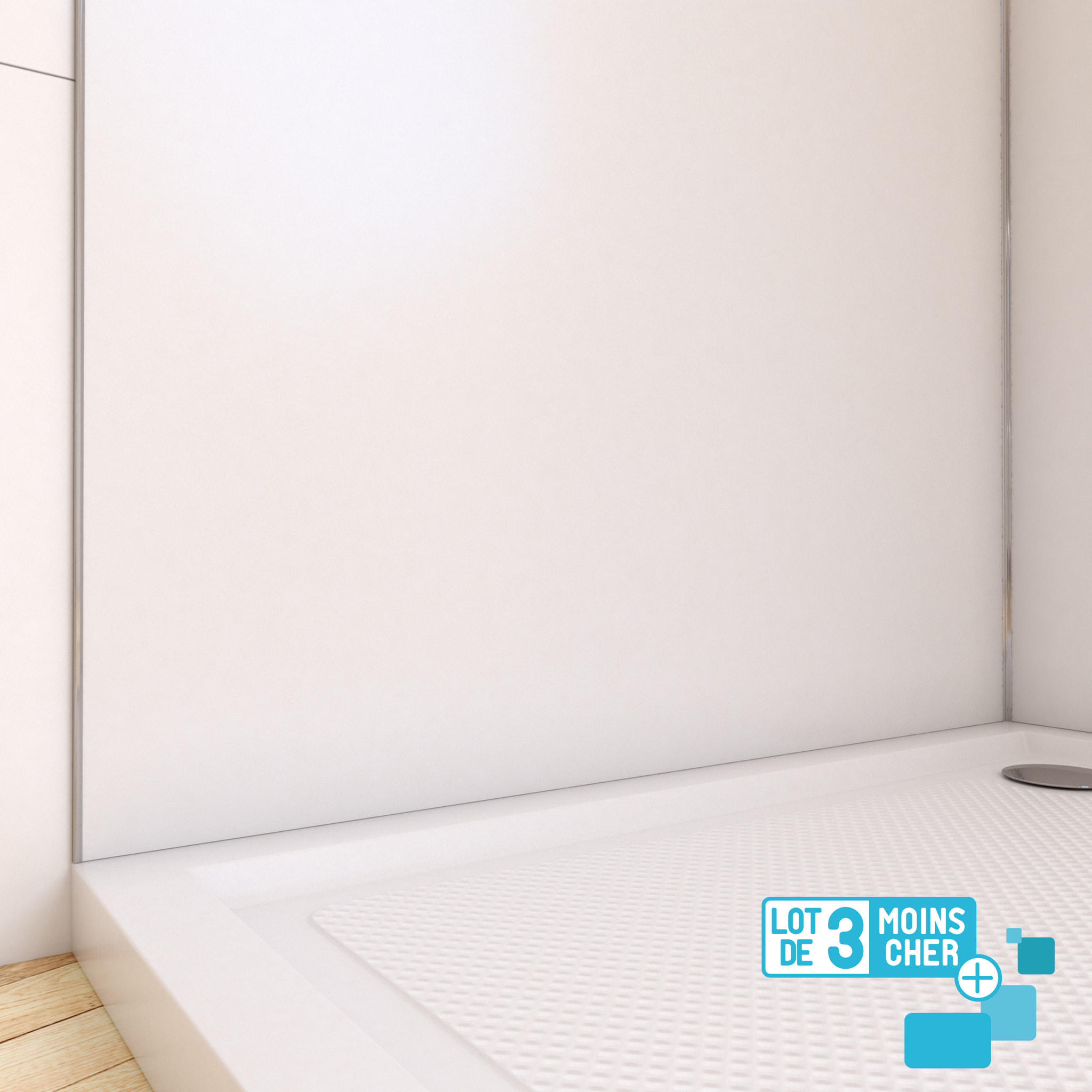 LOT de 3 Panneaux Muraux pour salle de bains en Aluminium Blanc - 90x210cm - WALL'IT