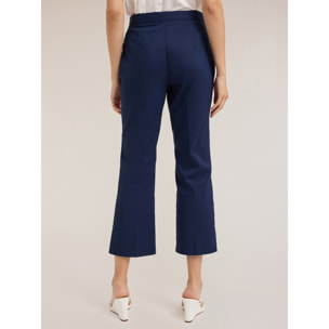 Motivi - Pantalones kick flare de algodón técnico - Azul