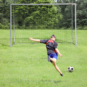 SPORTNOW Porta da Calcio Grigia 300x120x200 cm con Viti e Picchetti inclusi, in PE e Metallo