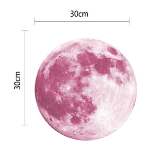 Stickers Muraux décoration adhésifs Lune phosphorescente rose 30 cm