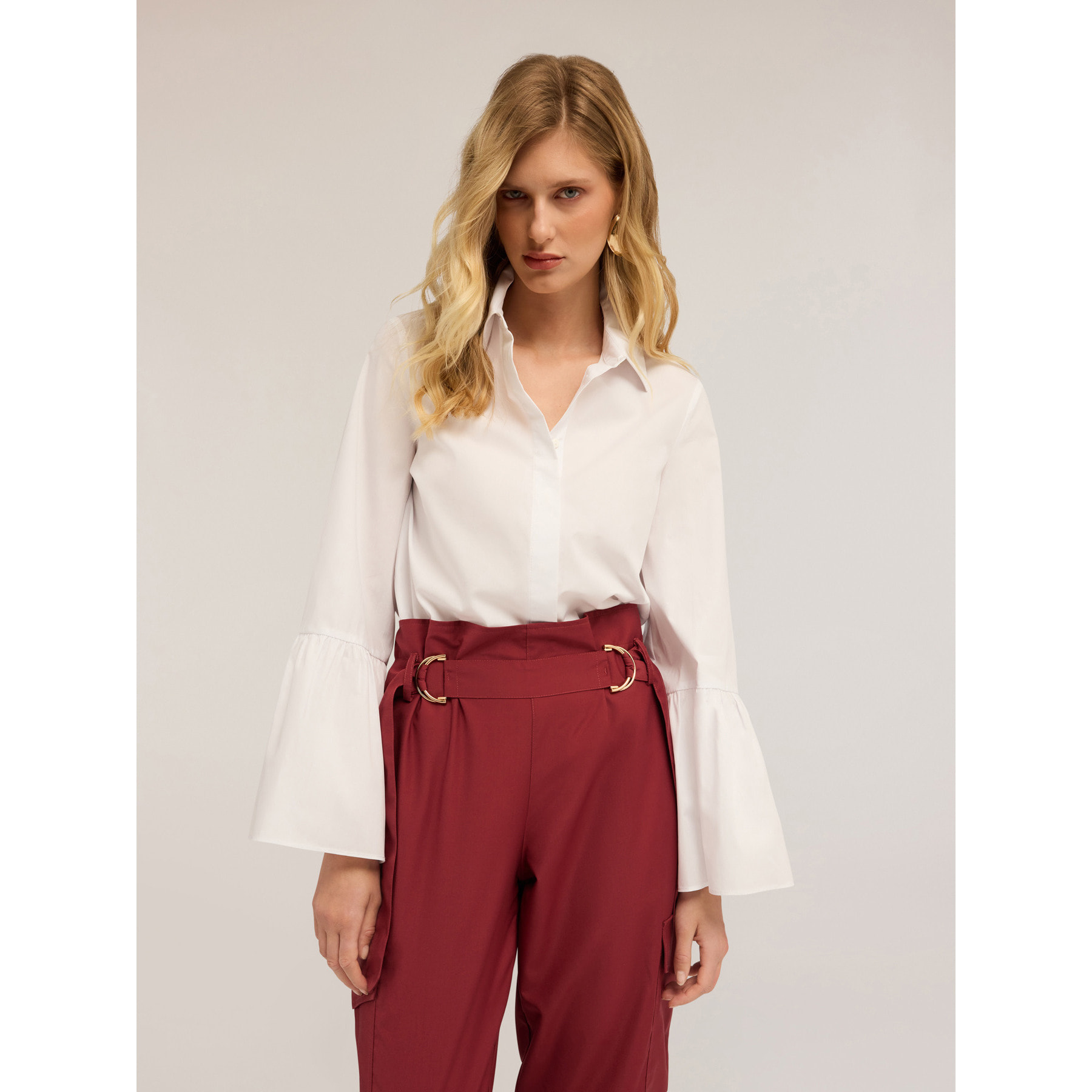 Motivi - Camicia con maniche flare - Bianco