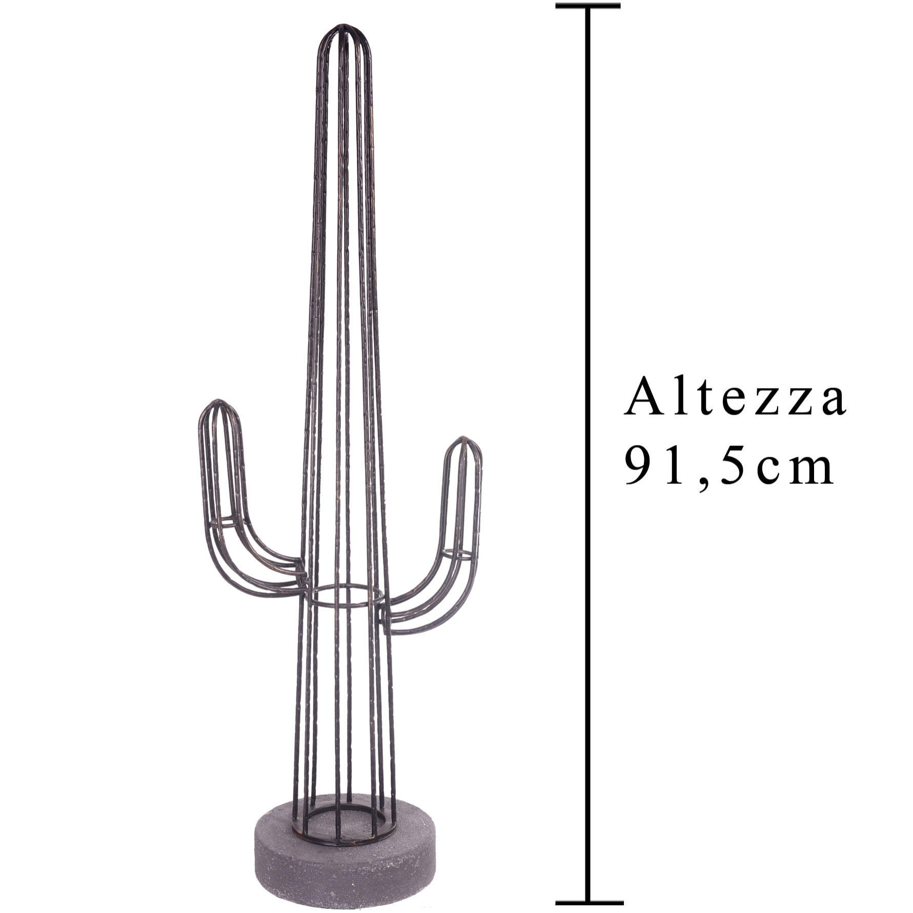 Profilo Cactus In Metallo. Altezza 91,5 Cm - Pezzi 1 - 32,5X91,5X23cm - Colore: Bianco - Bianchi Dino - Piante Artificiali