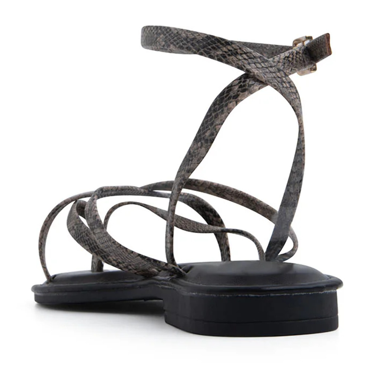 Sandalo flat con listini incrociati - NERO