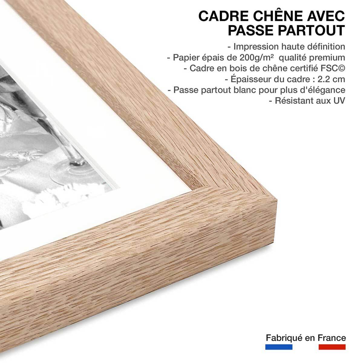 Affiche célébrité Romy Schneider Affiche + cadre en bois - Chêne