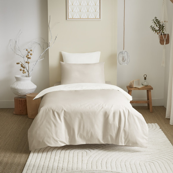 Pack complet 4 pièces Lin/Blanc réversible housse de couette
