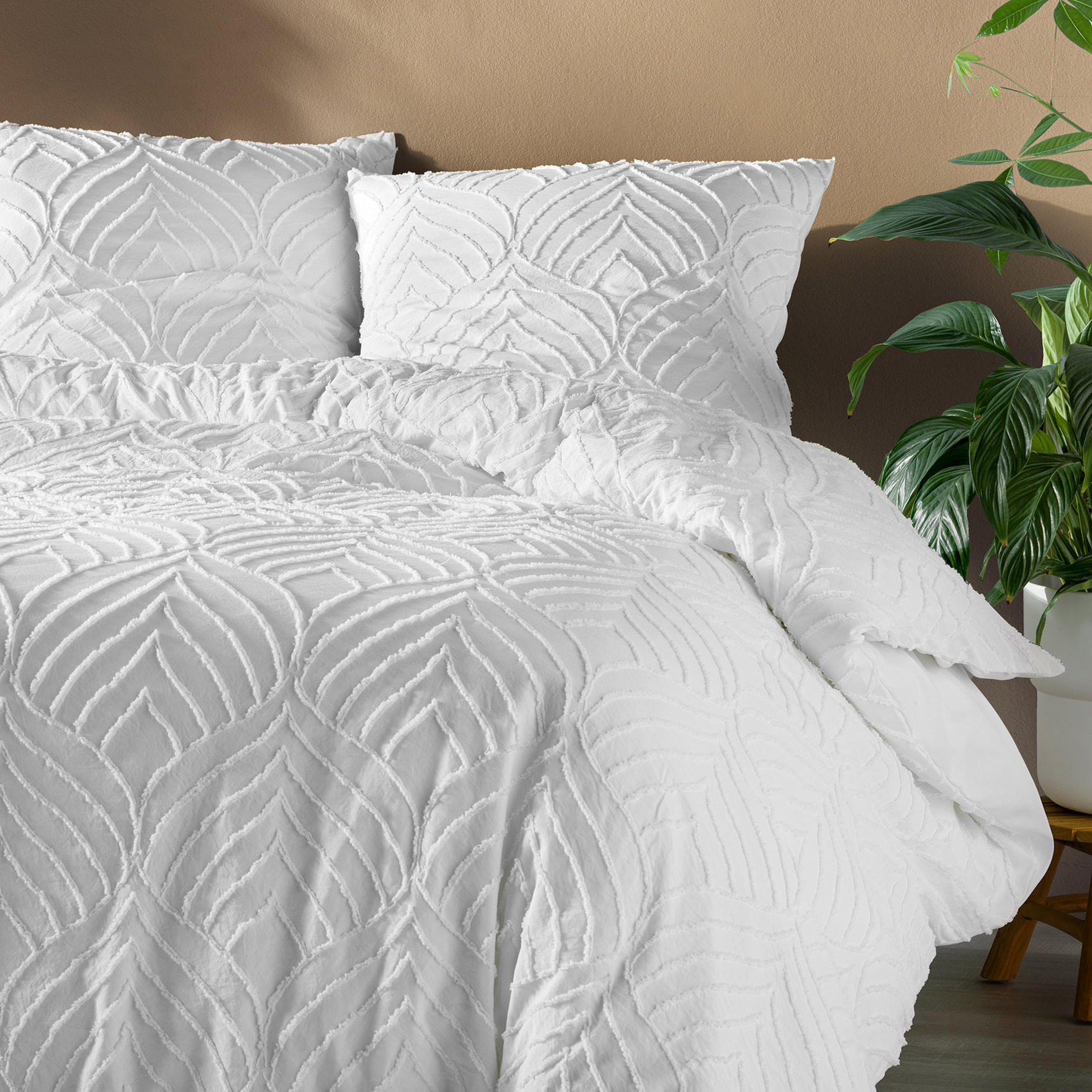 Parure de lit 3 pièces tufté - Blanc