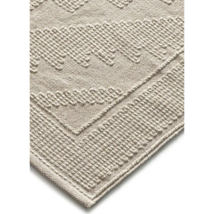 PAMUK Alfombra étnica algodón reciclado con relieve en crema, varias medidas disponibles