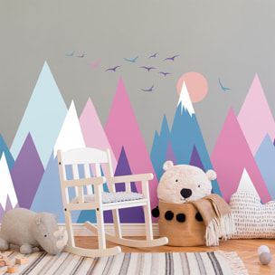 Stickers muraux enfants - Décoration chambre bébé - Autocollant Sticker mural géant enfant montagnes scandinaves MUJKA