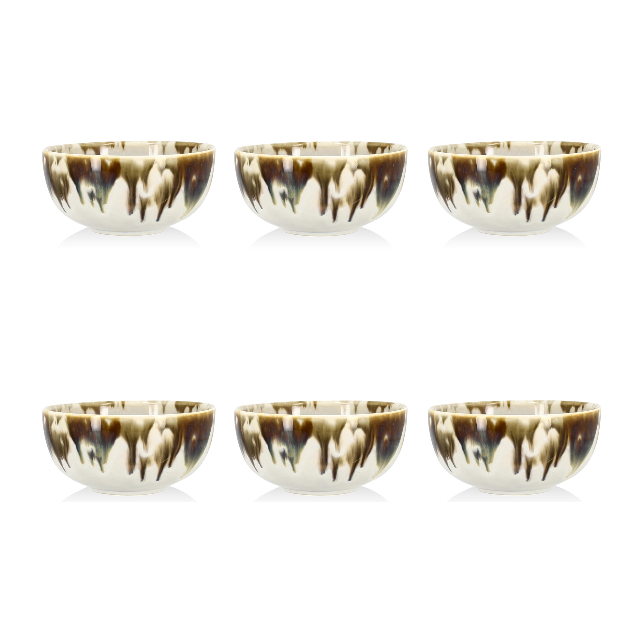 Lot de 6 coupelles abstraites en porcelaine beige 10cm MAKA