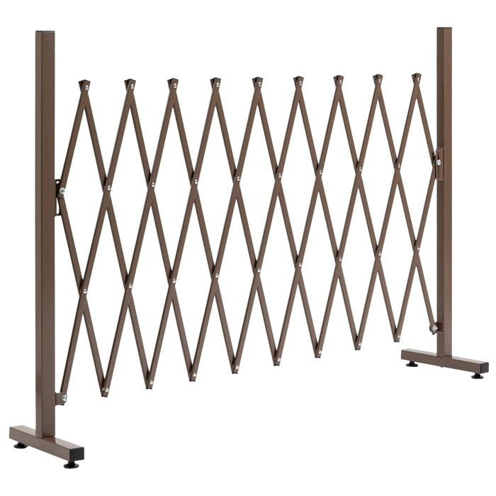 Valla de Jardín Exterior de Aleación de Aluminio Puerta de Jardín Exterior Extensible Valla Metálica para Decoración Terraza Patio 250x31x103,5 cm Café Oscuro