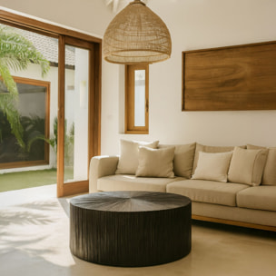 Table basse en bois et feuilles de cocotier TUPAI