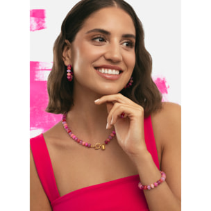 Pulsera Rosé Stones Acero Baño Oro