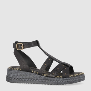 Sandalias de Piel - Negro - Tacón: 5 cm