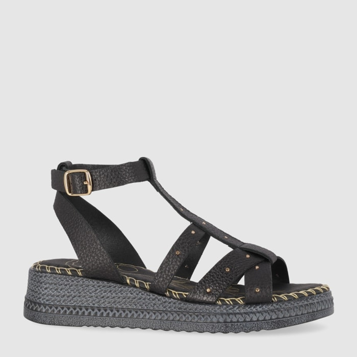 Sandalias de Piel - Negro - Tacón: 5 cm