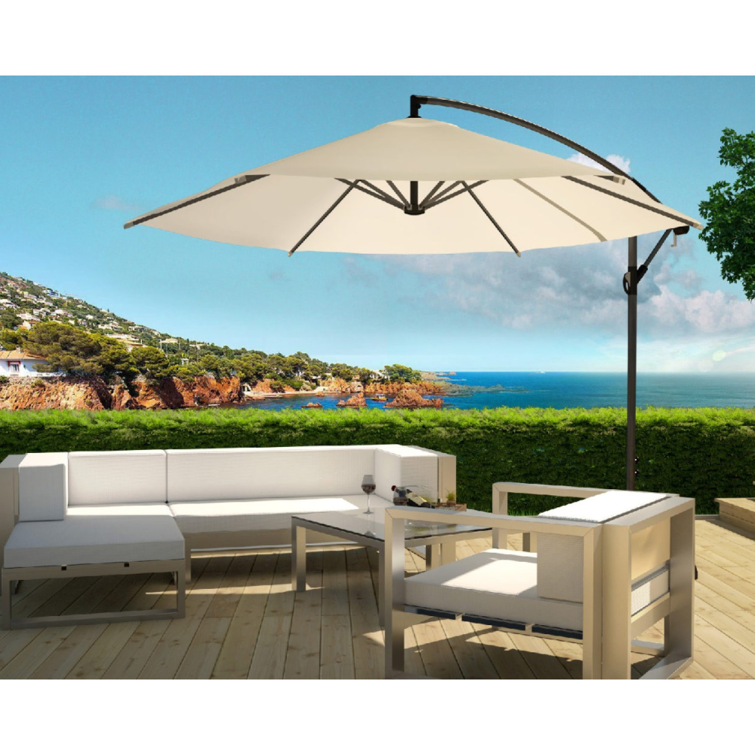 Parasol déporté Ø 3m écru FREY