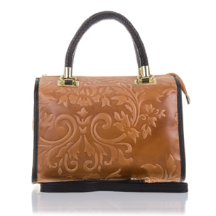 Faenza Borsa tote Donna.Pelle autentica Scamosciata Incisa Fiori