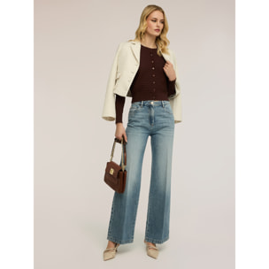 Motivi - Jeans palazzo con piega stirata - Azzurro