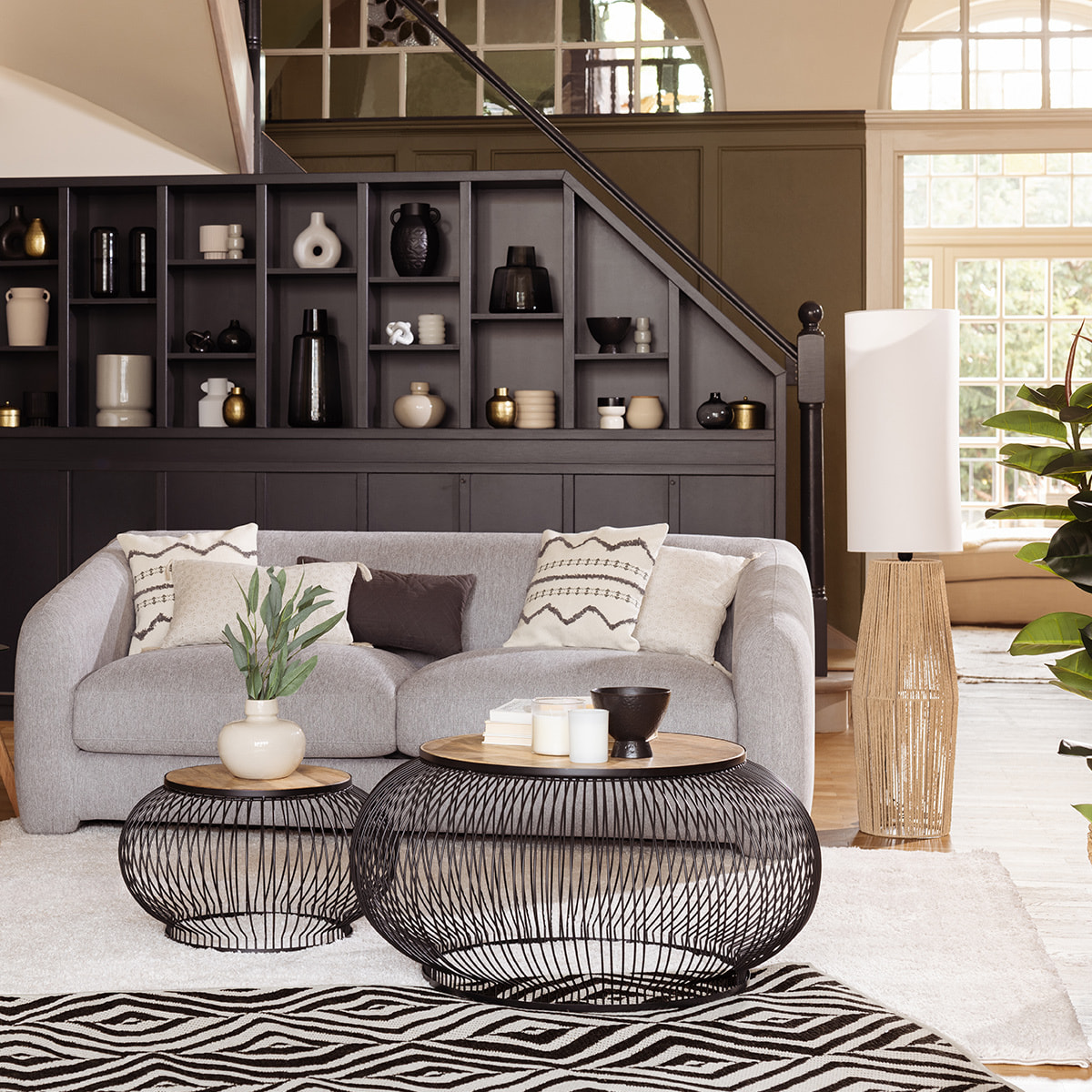 Tables gigognes "Esther" noires - métal & manguier