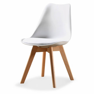 Table à manger rectangulaire bois 120cm blanc - Hedvig - 4 chaises. 4 places. scandinave. pieds bois