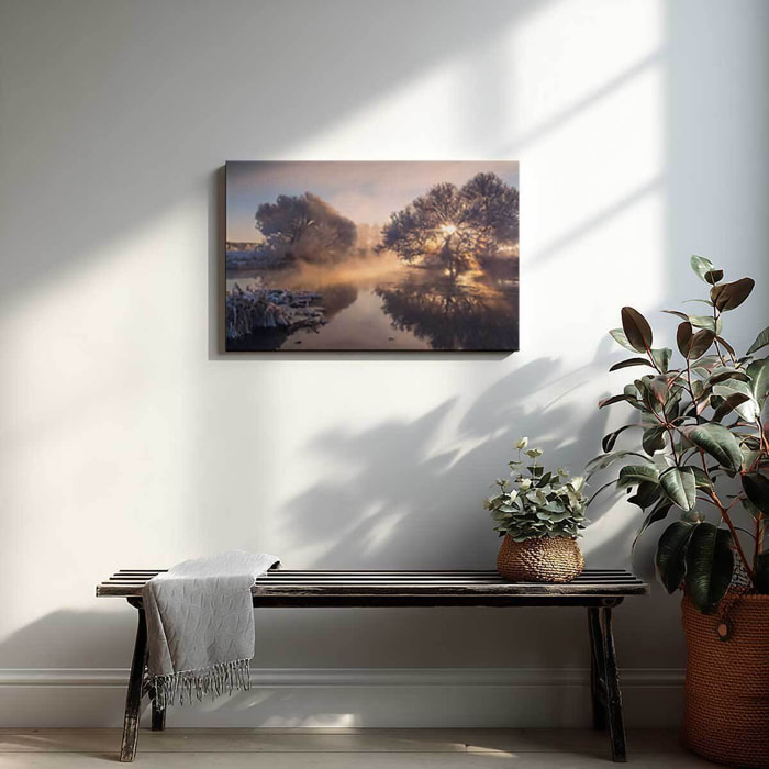 Tableau paysage givré au lever du jour Toile imprimée