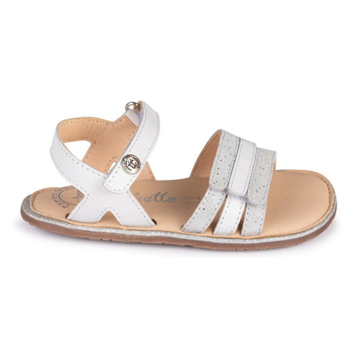 SANDALIA BAREFOOT BLANCO - VELCRO Y BRILLO ELEGANTE