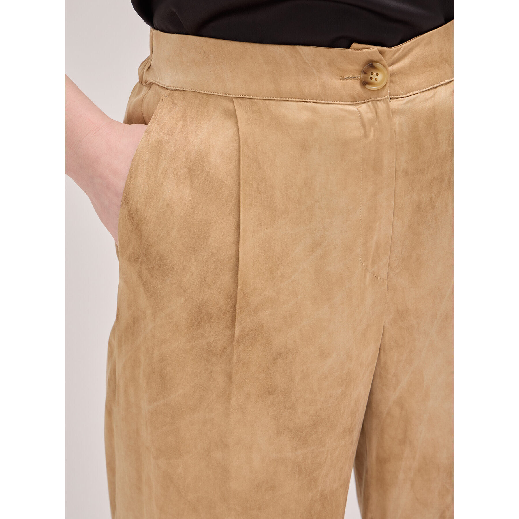 Oltre - Palazzo trousers in délavé satin - Beige