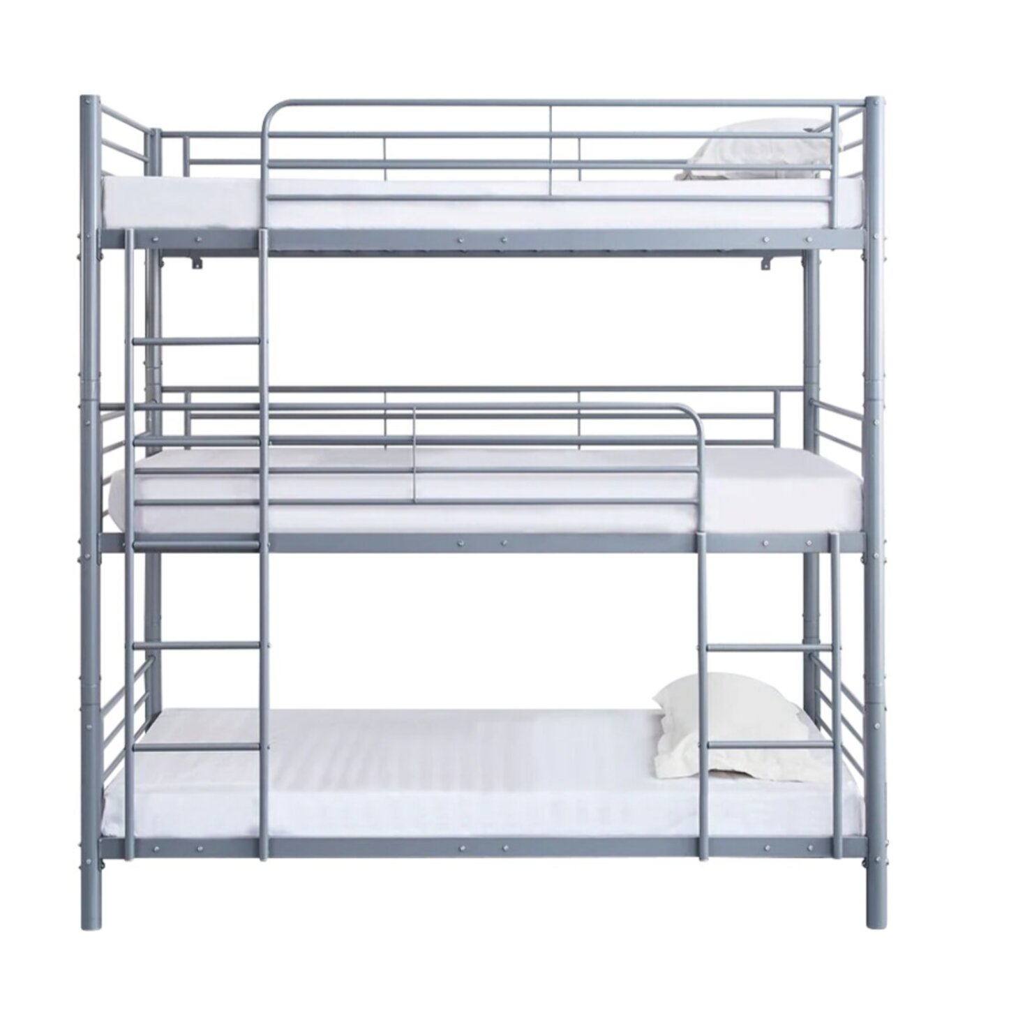 Lit superposé en métal triple "HAVIN" - 90 x 190 cm - Gris