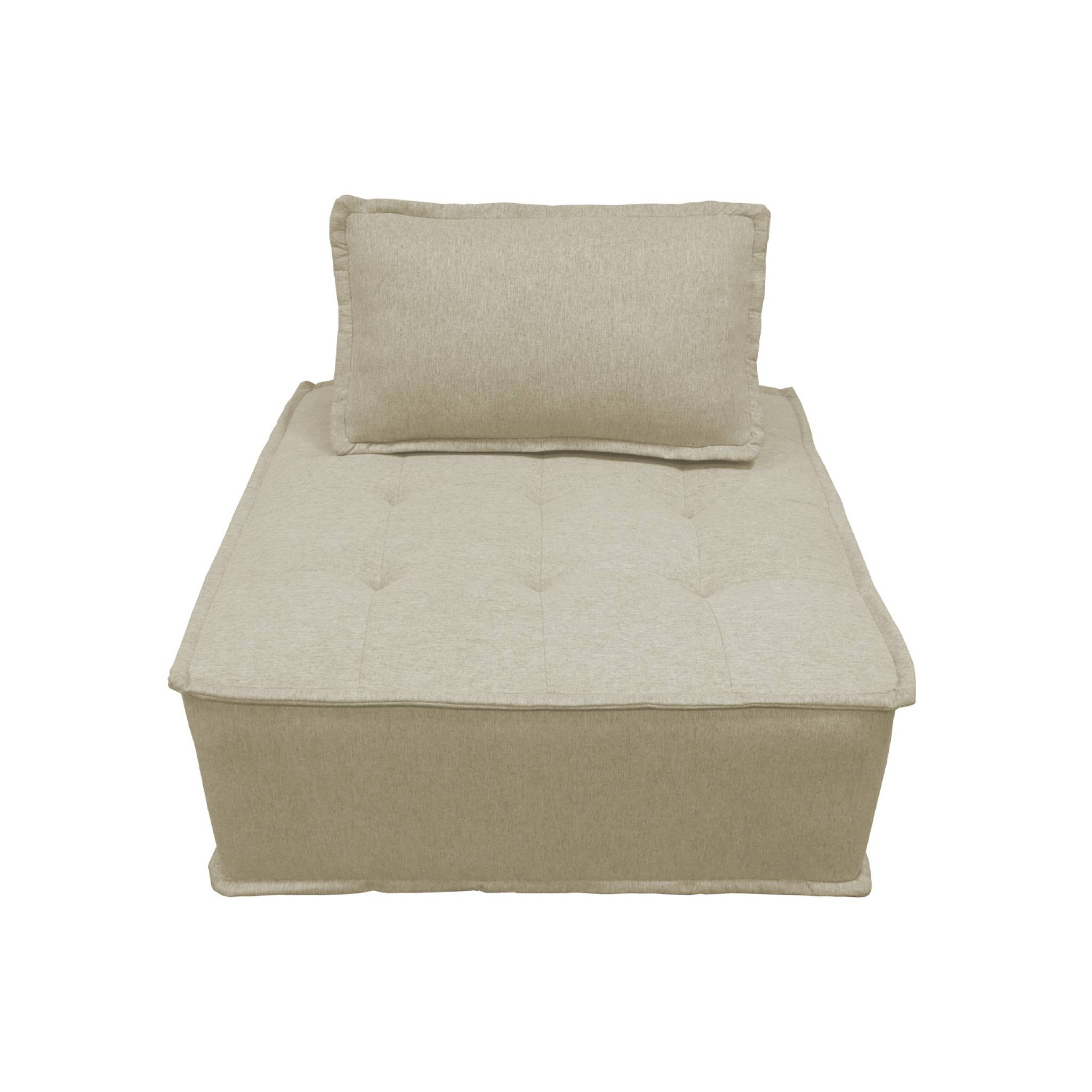 Chauffeuse pour canapé modulable tissu capitonné beige avec un coussin