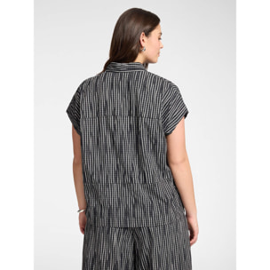 Elena Mirò - Camicia in cotone tinto filo - Nero