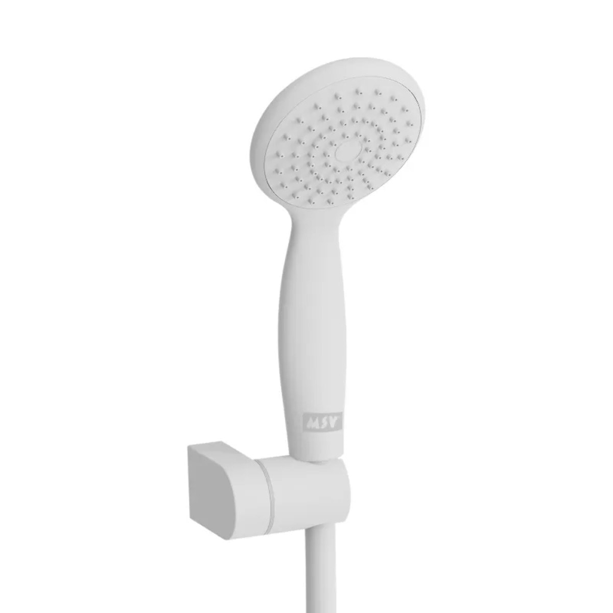 Pommeau de douche Vicente Blanc matt Ø 80 mm avec support mural et flexible 150 cm
