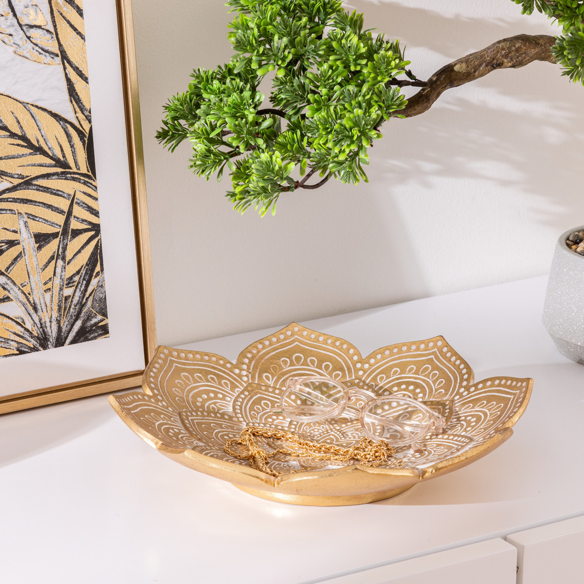 Coupelle "Oasis" résine doré D29,5cm