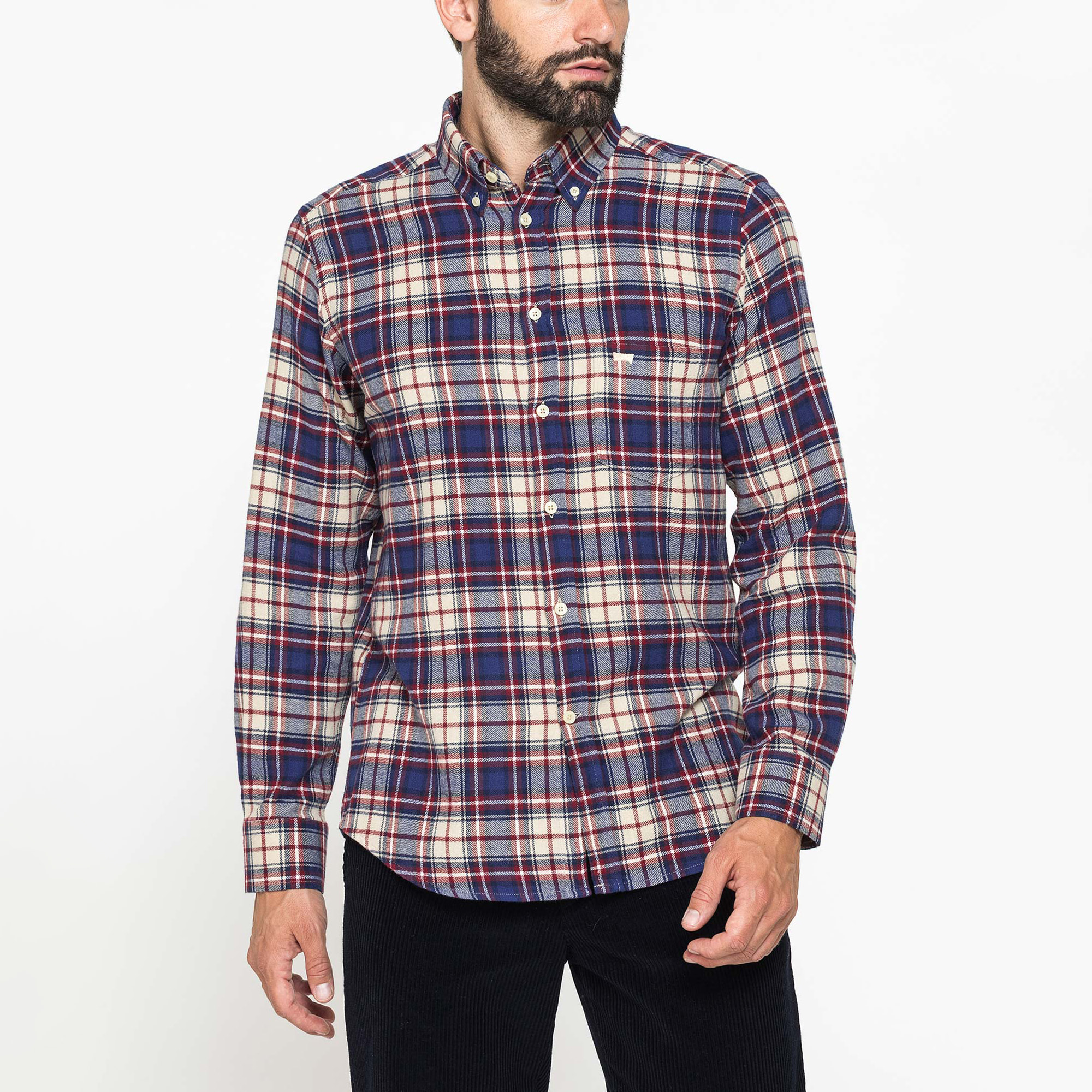 CAMICIA FANTASIA TINTO FILO IN FLANELLA LEGGERA