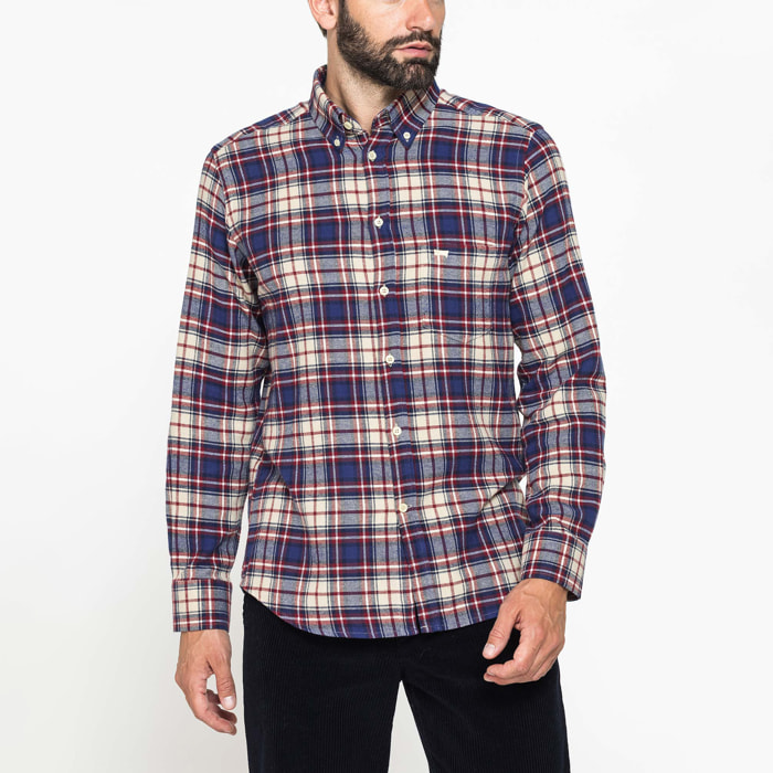 CAMICIA FANTASIA TINTO FILO IN FLANELLA LEGGERA