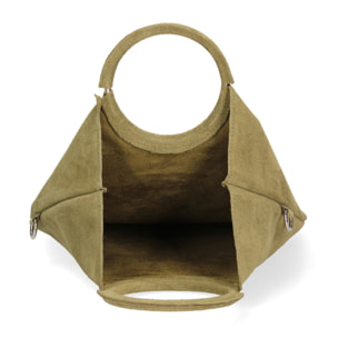 Borsa a mano da donna Made in Italy - Modello Zelia - Pelle scamosciata - 29.0 x 30.0 x 1.0 cm