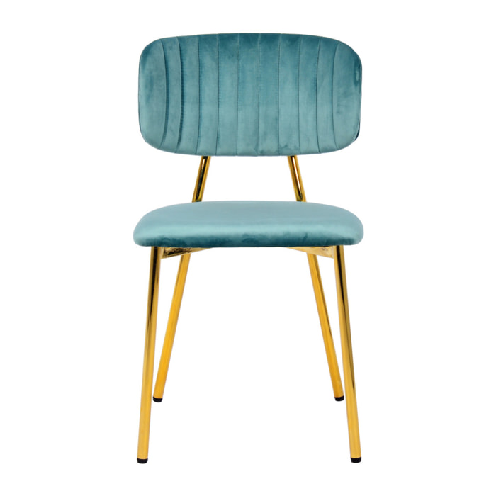 Set di 2 sedie Giselle in velluto menta e metallo dorato