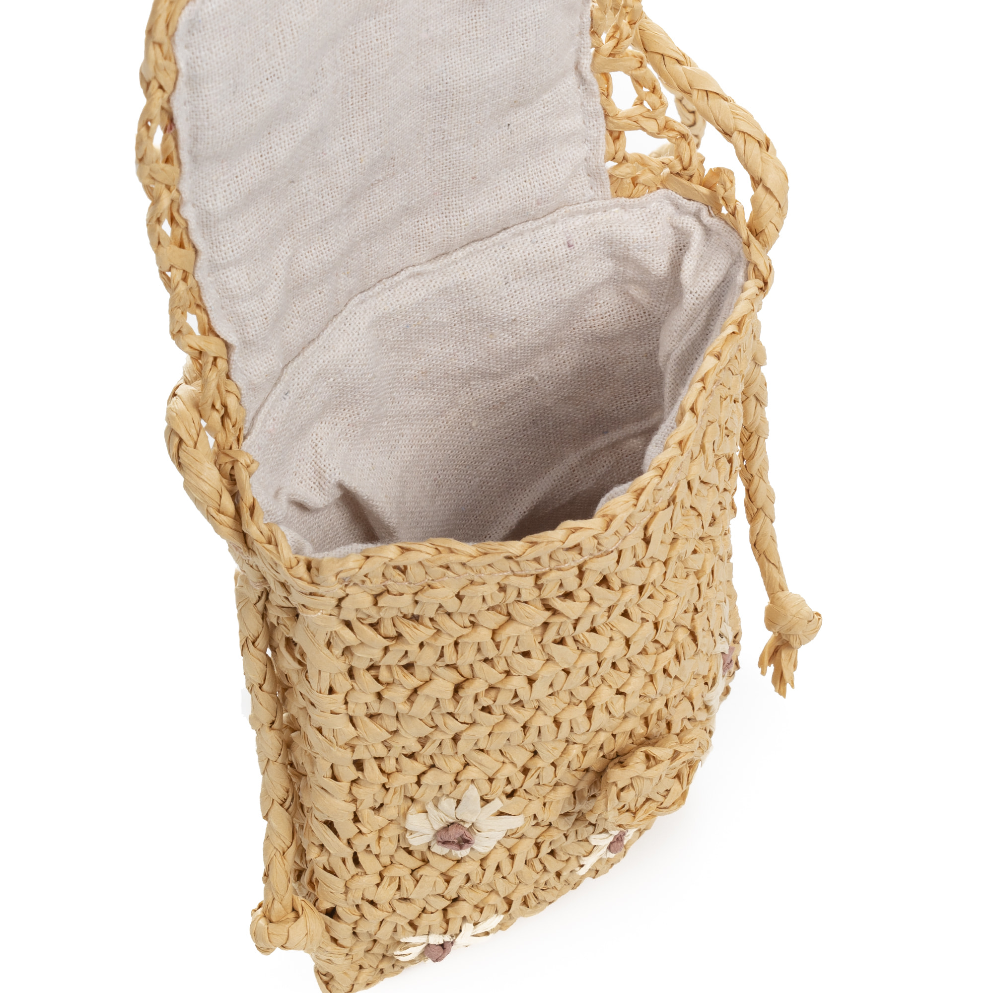 Zero borsa a tracolla in rafia di carta intrecciata.