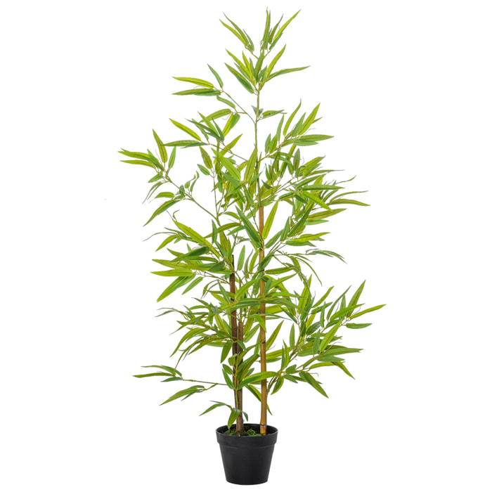 Outsunny Árbol de Bambú Artificial en Maceta 120 cm Planta Artificial Decorativa para Interior y Exterior Hogar Salón Oficina Verde