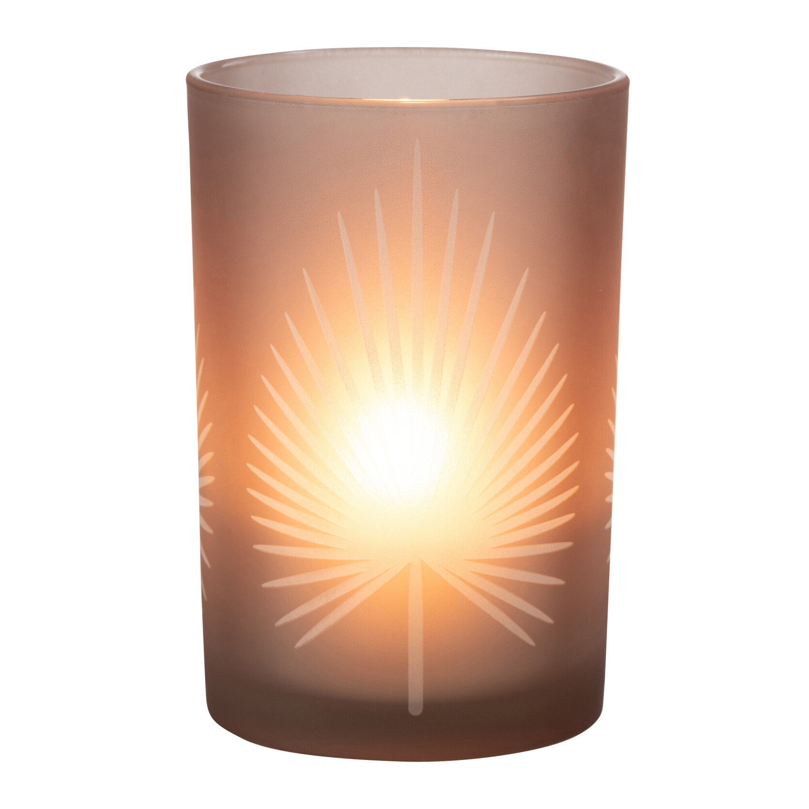 J-Line photophore Feuilles De Palmier - verre - beige - large