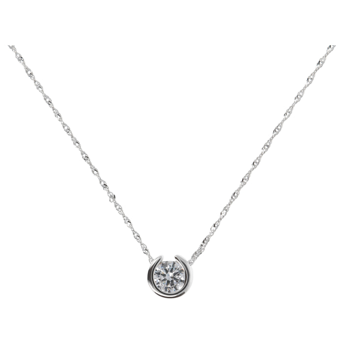 Collana in Argento con Punto Luce in Cubic Zirconia in Argento 925 placcato Platino