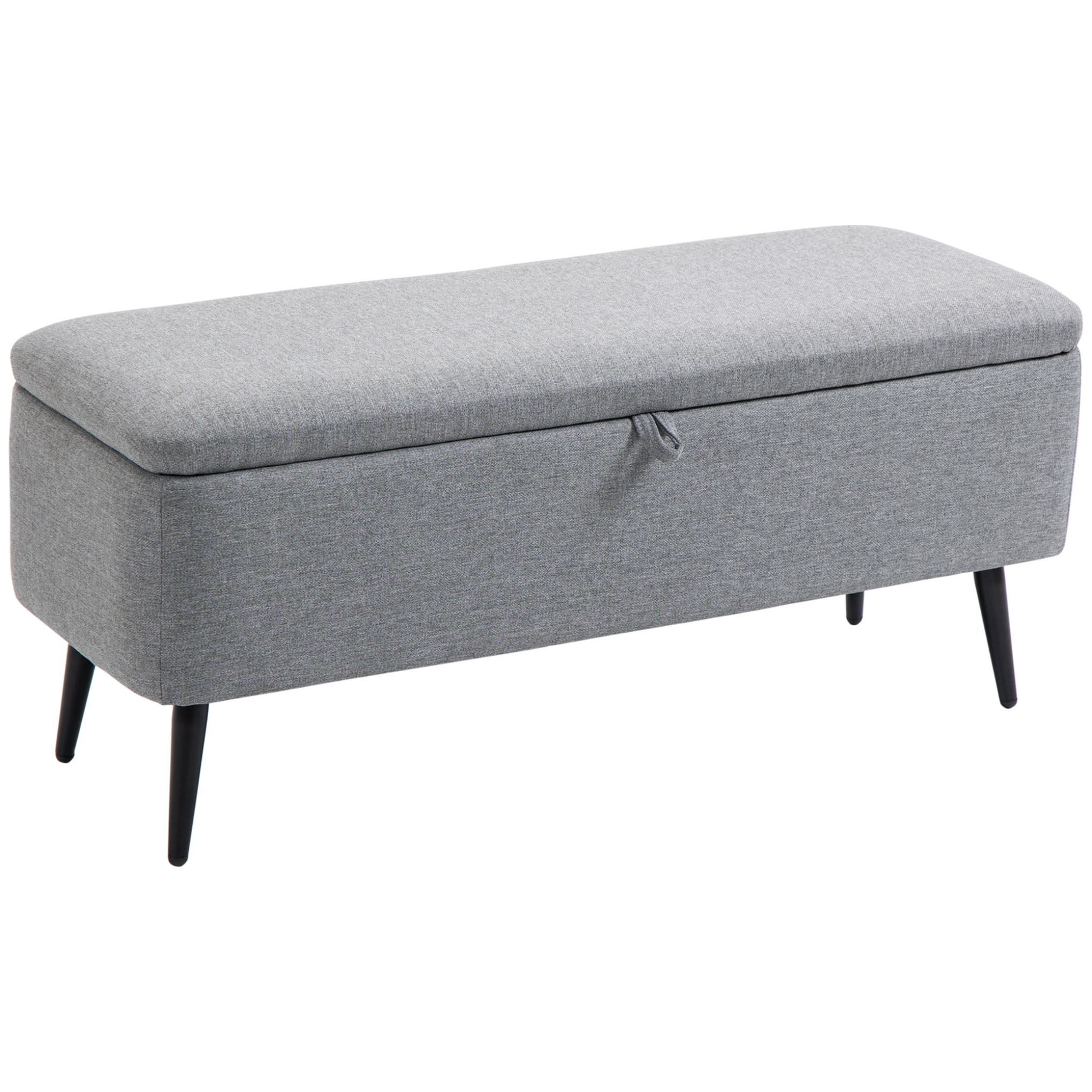 Banco de Almacenamiento Tapizado Lino con Tapa Abatible 102x40x39,5 cm Gris