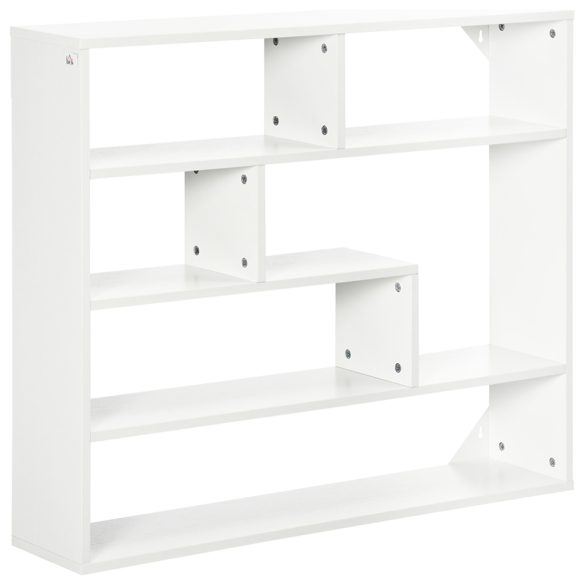 HOMCOM Estantería de Pared de 4 Niveles Balda Flotante con 7 Compartimientos Abiertos para Salón Dormitorio Oficina Estilo Moderno 94x19,5x80 cm Blanco