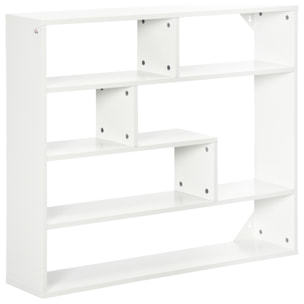 HOMCOM Estantería de Pared de 4 Niveles Balda Flotante con 7 Compartimientos Abiertos para Salón Dormitorio Oficina Estilo Moderno 94x19,5x80 cm Blanco