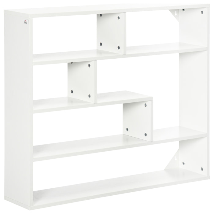 HOMCOM Estantería de Pared de 4 Niveles Balda Flotante con 7 Compartimientos Abiertos para Salón Dormitorio Oficina Estilo Moderno 94x19,5x80 cm Blanco