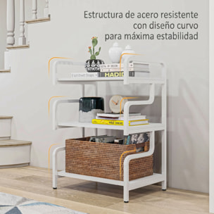 HOMCOM Soporte para Impresora de 3 Niveles, Mueble para Impresora con Marco de Acero, Estantería de Almacenamiento Multiusos para Escáner y Fax en Oficina, Casa, 55x40x77 cm, Blanco