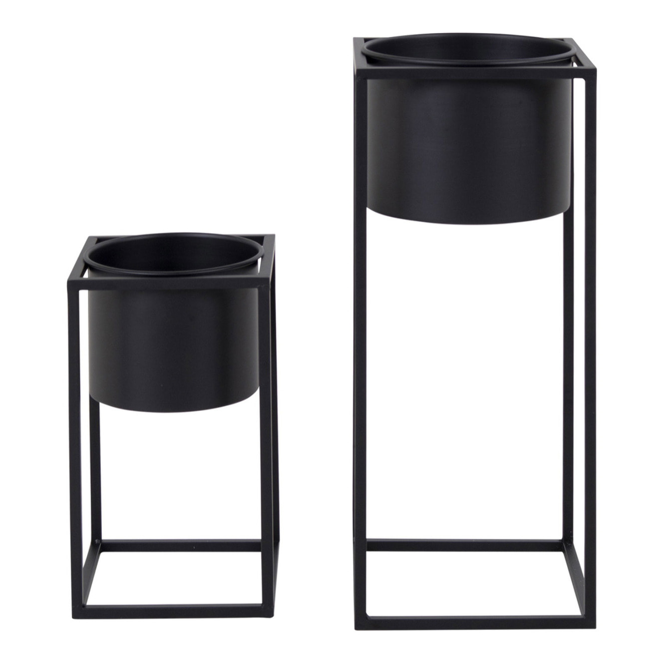 Set 2 vasi da fiori Marla in acciaio nero
